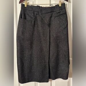 COTÉLAC France Sz 3 Career Black Wool Deconstructed Asymmetrical Wool Wrap Skirt